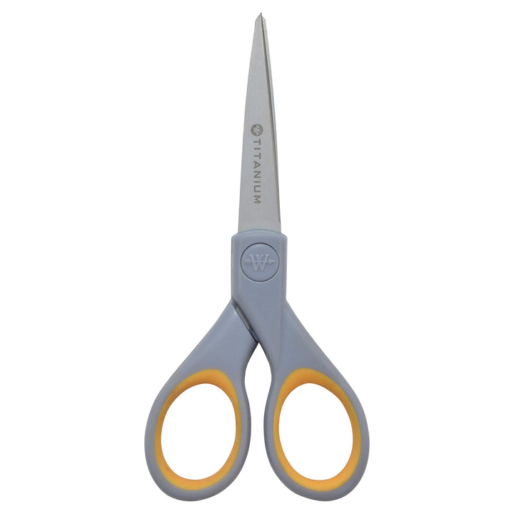 Westcott ‎13824 7” & 5” Pointed Titanium-Bonded Crafting Scissors with Soft Handles, Gray/Yellow (2 Pack) Multiple (2 pack)