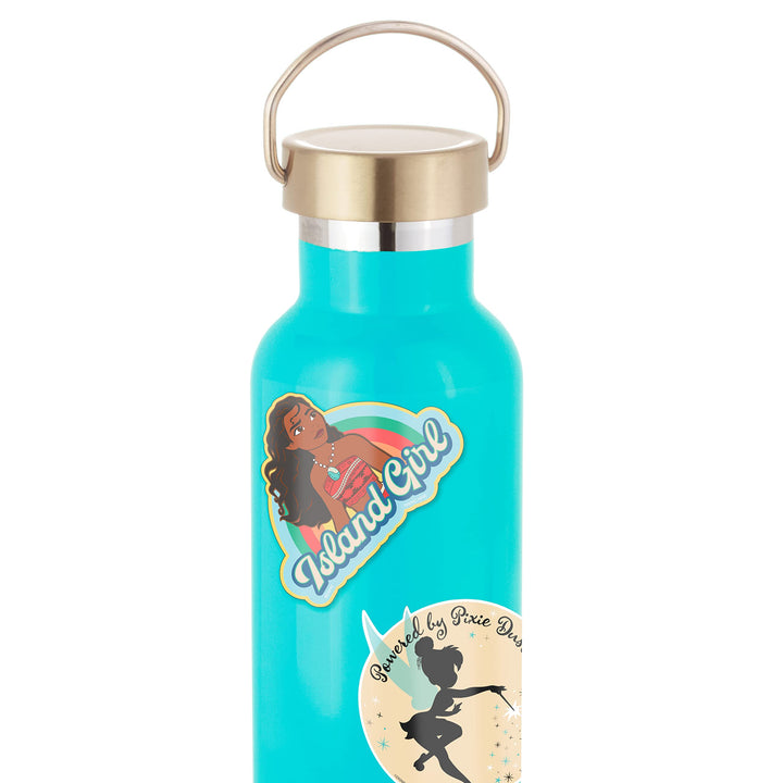 Hallmark Disney Pack of 3 Stickers for Water Bottles, Planners, Notebooks, Wall (Tinkerbell, Ariel, and Moana Decals for Kids, Teens, Adults)