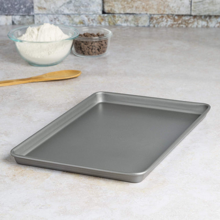 Cooking Light Heavy Duty Nonstick Bakeware Carbon Steel Baking Sheet or Cookie Sheet with Quick Release Coating, Manufactured without PFOA, Dishwasher Safe, Oven Safe, 15-Inch x 10-Inch, Gray