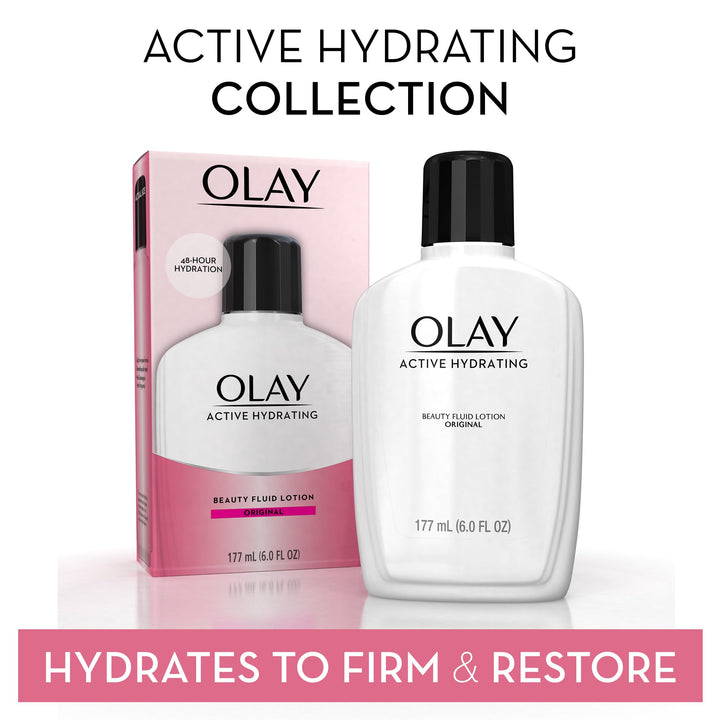 Olay Face Moisturizer, Active Hydrating Beauty Fluid Lotion, Original Facial Moisturizer, 4 Oz. (Pack of 2)