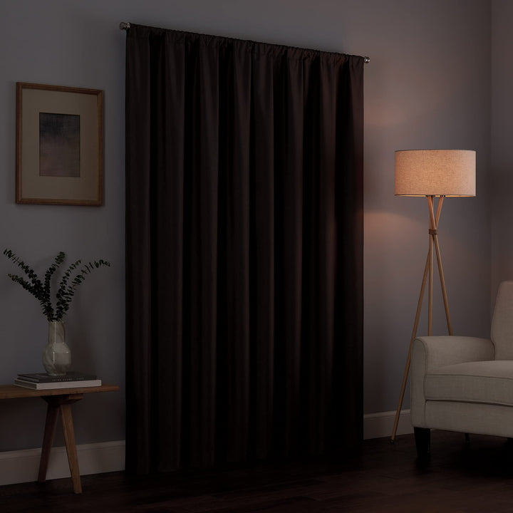 ECLIPSE Kendall Modern Blackout Thermal Rod Pocket Window Curtain for Bedroom or Living Room (1 Panel), 42 x 95, Chocolate