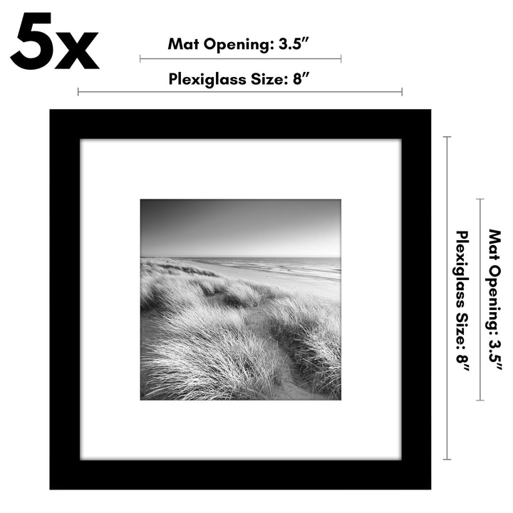 Americanflat 12x16 Picture Frame with Polished Plexiglass - Set of 5 - Use as 8.5x11 Frame with Mat or 12x16 Frame Without Mat - Galleria Collection - Gallery Wall Frame Set for Wall Display - White