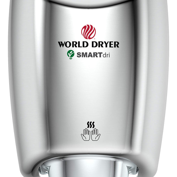 World Dryer K-972 SMARTdri High Efficiency Intelligent Automatic Hand Dryer in Polished Stainless Steel Multi-Port Nozzle, 110-120V