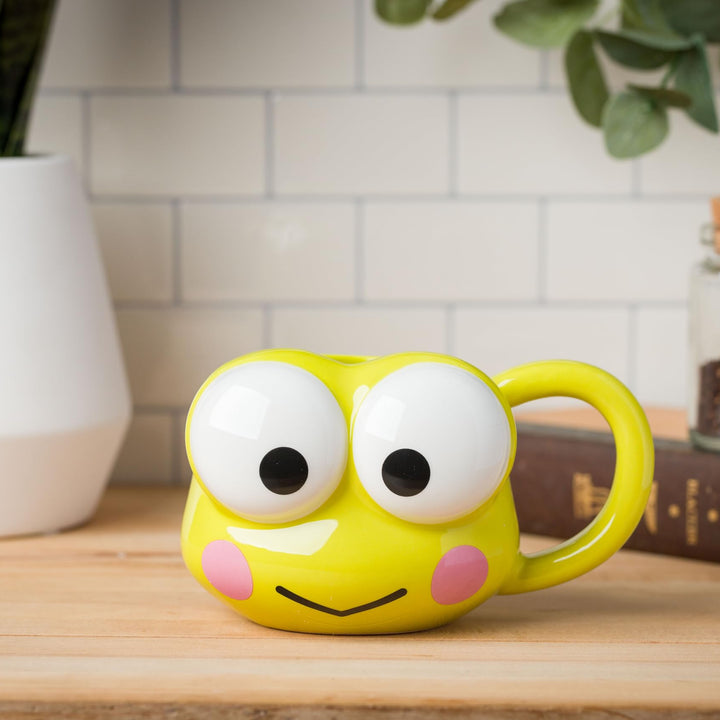 Silver Buffalo Sanrio Hello Kitty and Friends Keroppi Ceramic 3D Sculpted Mug, 20 Ounces