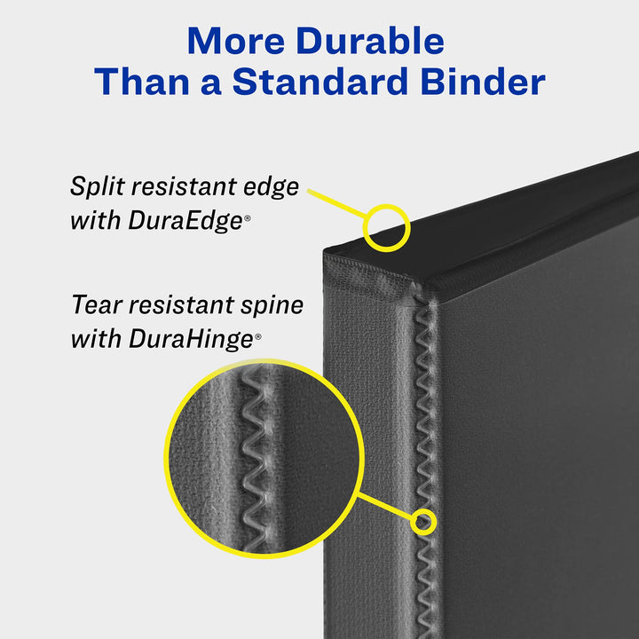 Avery Durable Clear View 3 Ring Binders, 1 Inch EZD Rings, 1 Black Binder (09300) 1" 1 pack