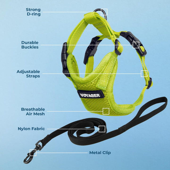 Voyager Step-in Lock Pet Harness - All Weather Mesh, Adjustable Step in Harness for Cats by Best Pet Supplies - Lime Green, XXS