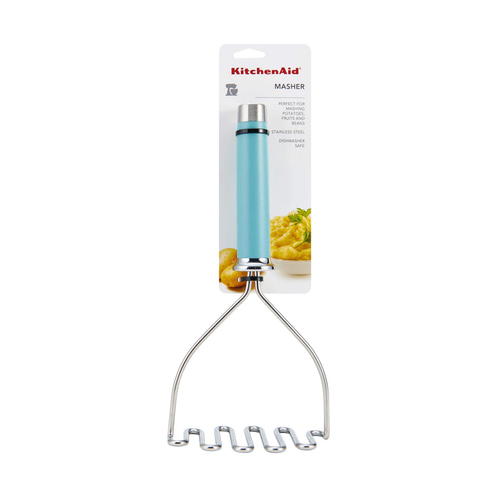 KitchenAid Gourmet Stainless Steel Wire Masher, 10.24-Inch, Aqua Sky Matte Aqua Sky