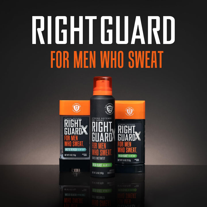 Right Guard Xtreme Defense Invisible Solid Antiperspirant & Deodorant ,72-Hour Odor Control,Fresh Blast Scent, 2.6 oz. (4 count)