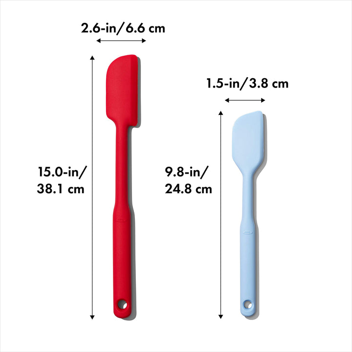 OXO Good Grips 2 Piece Silicone Spatula Set, red/seltzer 2-Piece Set