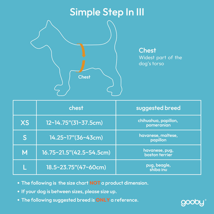 Gooby Simple Step in III Harness - Blue, Medium - Small Dog Harness with Scratch Resistant Outer Vest - Soft Inner Mesh Harness for Small, Medium Dogs Medium chest (16.75∼21.5")