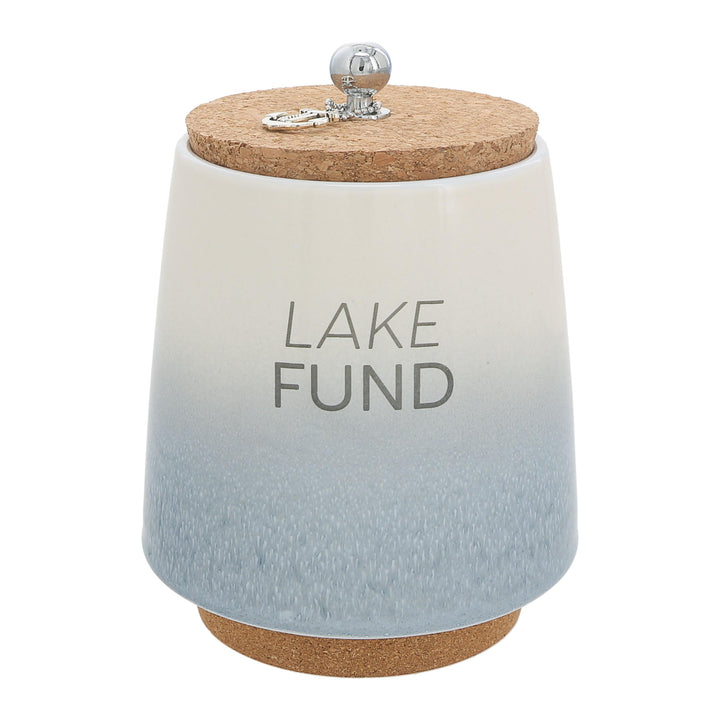 Pavilion - Lake Fund 6.5-inch Unique Ceramic Piggy Bank Savings Bank Money Jar with Cork Base Cork Lid with Hanging Anchor Charm, Ombre Blue 78600