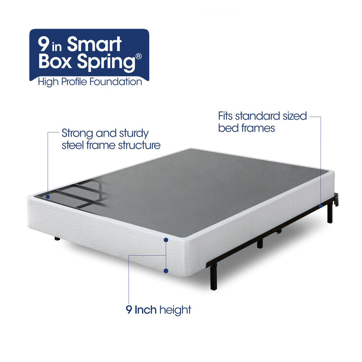 ZINUS 9 Inch Metal Smart Box Spring with Quick Assembly, Mattress Foundation, Strong Metal Frame, Easy Assembly, King Box Spring (New Easy Assembly)