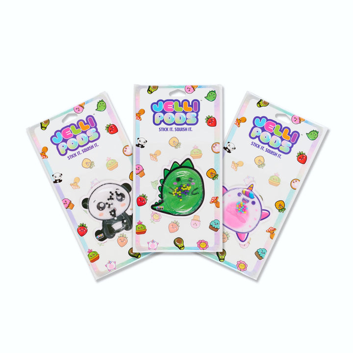 JelliPods - Adorable Animals - Reusable Sticker Bundle - Sensory Toy - Touch and Feel - Classroom Must Have - Tactile Sensory Fidget Activity for Kids - Includes 3 Reusable Puffy Stickers