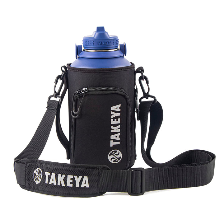 Takeya Hydrotex Easy Grip Bottle Sling, Water Bottle Carrier With Strap and Pockets, Fits 64 oz Bottles, Great for Pickleball and Tennis Courts