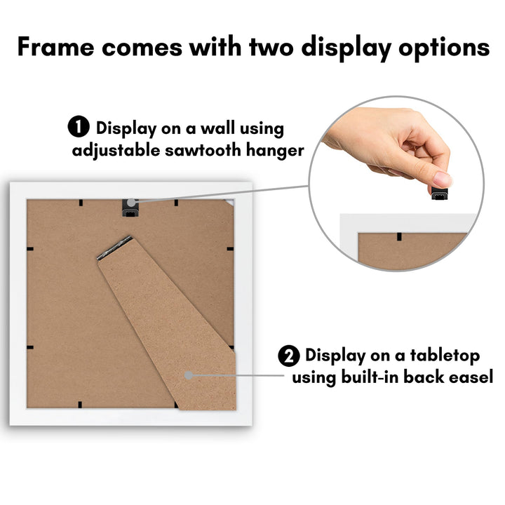 Americanflat 6x8 Picture Frame with Shatter-Resistant Glass - Use as 3x5 Frame with Mat or 6x8 Frame Without Mat - Signature Collection - Photo Frame for Tabletop and Wall Display - White 6x6