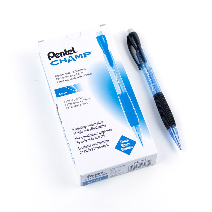 Pentel CHAMP Mechanical Pencil, (0.9mm), Tinted Blue Barrel, 12 pack (AL19C) 0.9 mm 12 Count (Pack of 1)