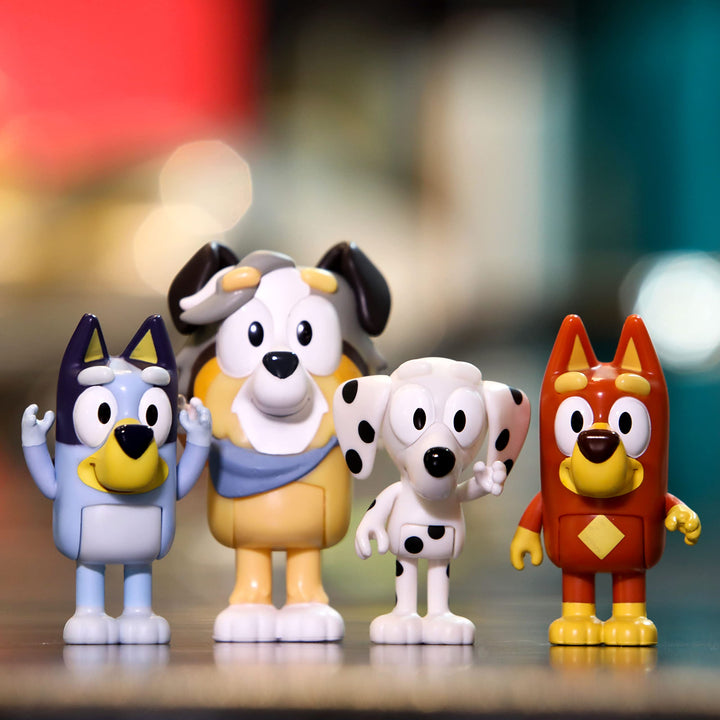 "Bluey and Friends 4 Pack of 2.5-3" Dog " Poseable Figures" (13052), School 4-pack