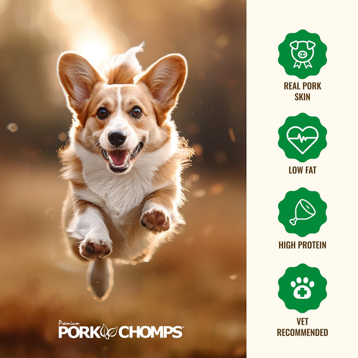 Pork Chomps Pressed Pork Skin Dog Chews, 2.5-inch Rings, Real Chicken, 8 Count Rings (Chicken) 8 Count (Pack of 1)