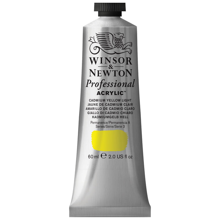 Winsor & Newton Professional Acrylic Paint, 60ml (2-oz) Tube, Cadmium Yellow Light 2-oz Tube