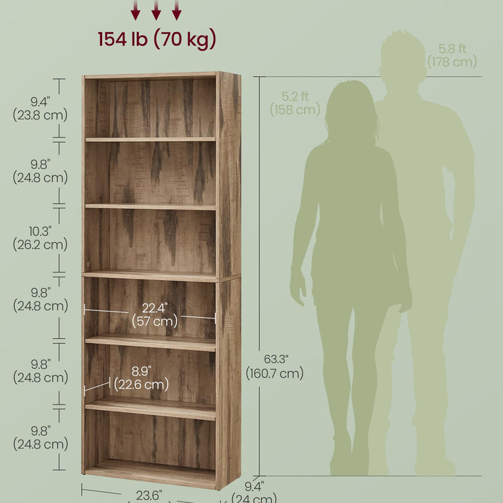 VASAGLE Bookshelf, 23.6 Inches Wide, 4-Tier Open Bookcase with Adjustable Storage Shelves, Floor Standing Unit, Cloud White ULBC164T14 1 Pack 4 Tiers (23.6"W x 42.4"H)