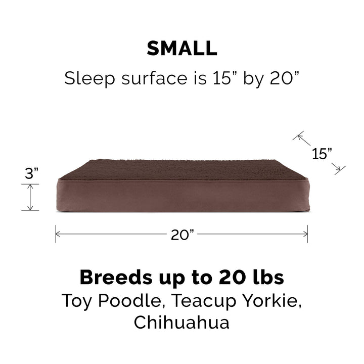 Furhaven Orthopedic Dog Bed for Small Dogs w/ Removable Washable Cover, For Dogs Up to 20 lbs - Terry & Suede Mattress - Espresso, Small