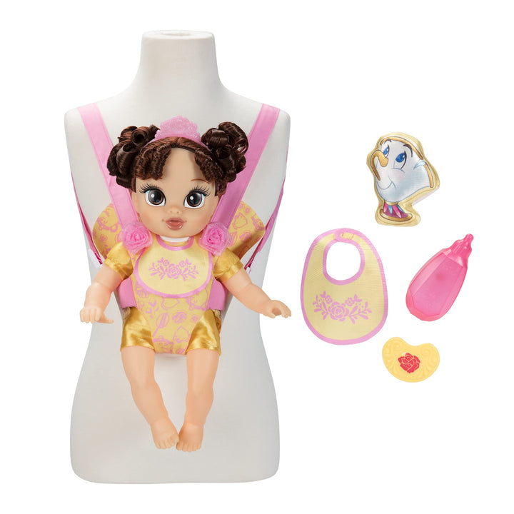 Disney Princess Belle Baby Doll Deluxe with Tiara, Carrier, Plush Friend, Pacifier, Bib & Baby Bottle [ Exclusive]