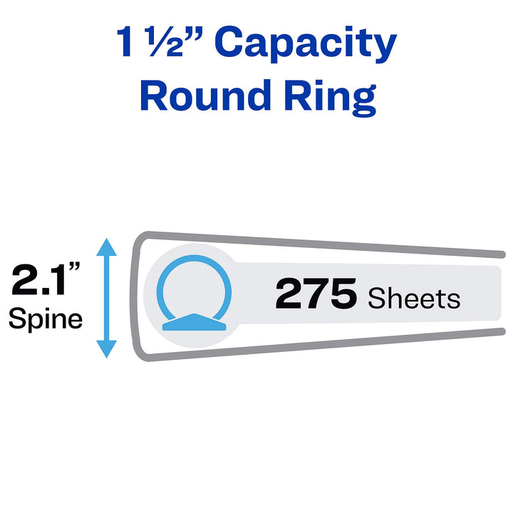 Avery Economy Showcase View 3 Ring Binder, 1.5" Round Rings, 1 White Binder (19651)