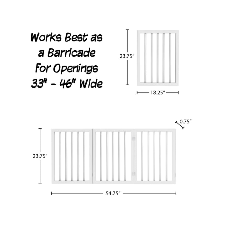 Pet Gate - 3-Panel Indoor Foldable Dog Fence for Stairs, Hallways, or Doorways - 55x24-Inch Retractable Freestanding Dog Gates by PETMAKER (White) 3 Panel Modern White