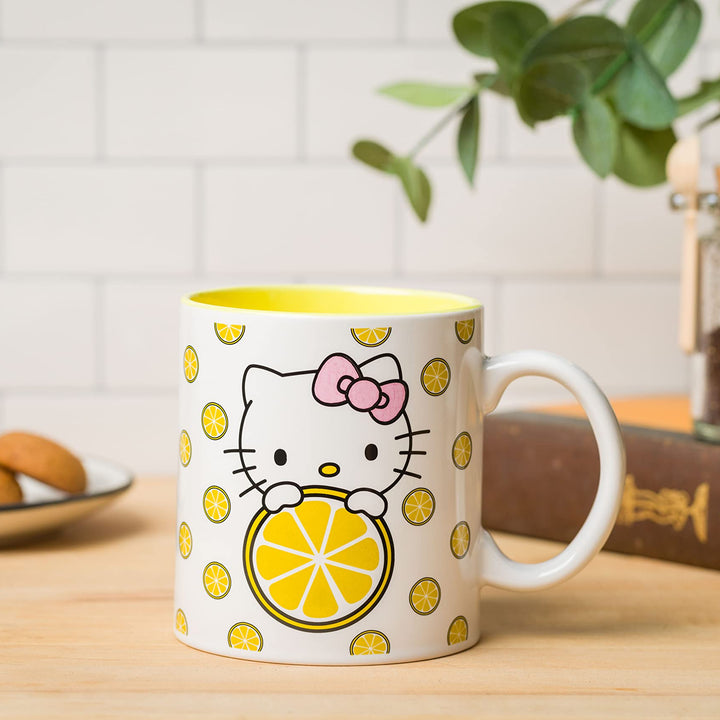 Silver Buffalo Sanrio Hello Kitty Lemon Slices Pattern Ceramic Coffee Mug, 20 Ounces Hello Kitty Lemon Toss