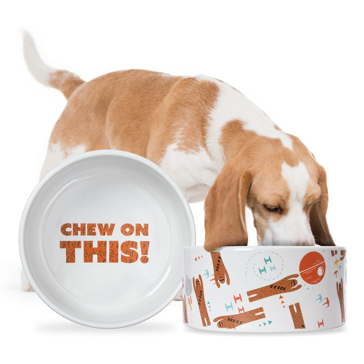 STAR WARS Chewbacca "Chew on This" Dog Food Bowl, 6 Inch | Dog Feeding Bowl Holds up to 3.5 Water, Dry Food, or Wet Food | Dishwasher Safe on Top Rack Dog Bowl,White,1 Count (Pack of 1),FF13172