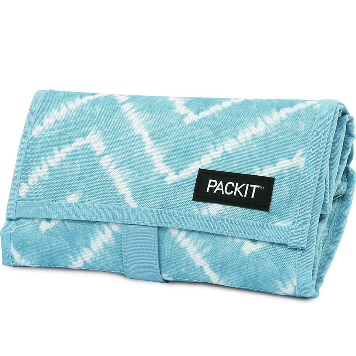 PackIt Freezable Lunch Bag, Aqua Tie Dye, Built with EcoFreeze Technology, Foldable, Reusable, Zip and Velcro Closure with Buckle Handle, Perfect for Lunches