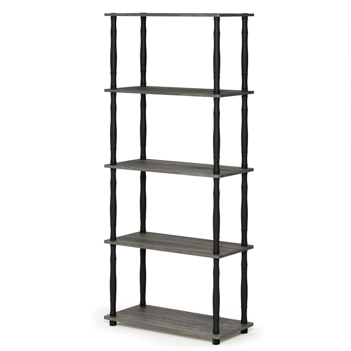 Furinno Turn-N-Tube 5-Tier Multipurpose Shelf / Display Rack / Storage Shelf / Bookshelf, Classic Tubes, Sonoma Oak/White 5-Tier Classic Tube