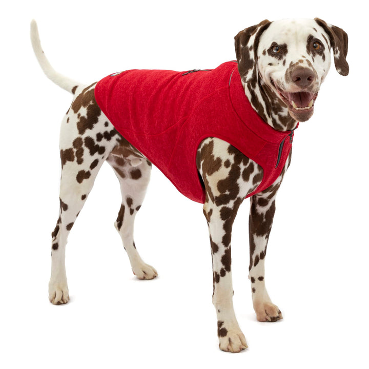 Kurgo Core Dog Sweater, Knit Dog Sweater With Fleece Lining, Cold Weather Pet Jacket, Zipper Opening for Harness, Adjustable Neck, Year-Round Sweater for Medium Dogs (Red, Medium) Heather Red