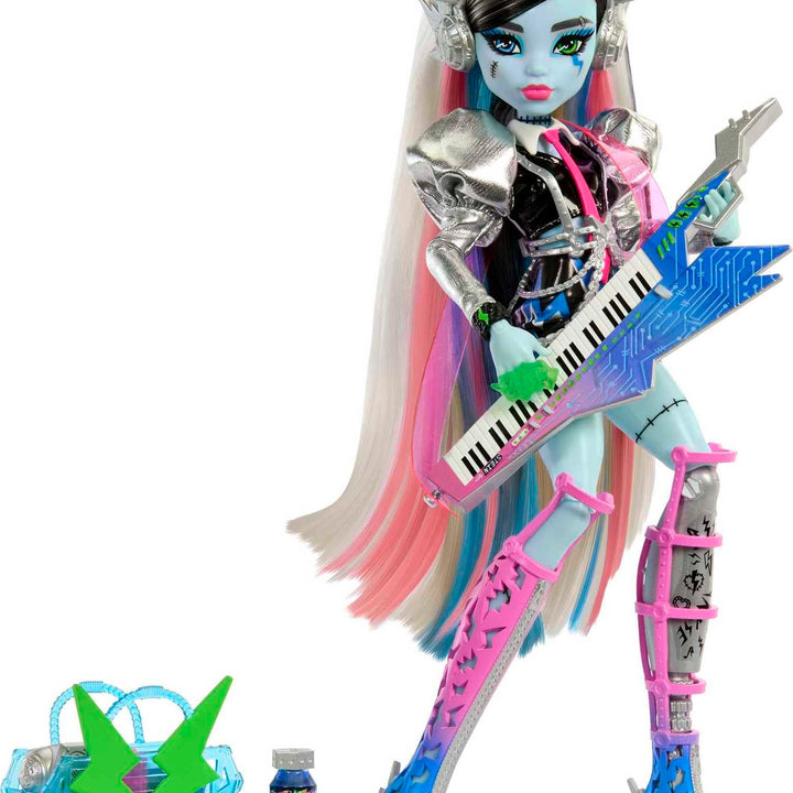 Monster High Doll, Amped Up Frankie Stein Rockstar with Instrument and Performance-Themed Accessories Like Headphones (Exclusive)