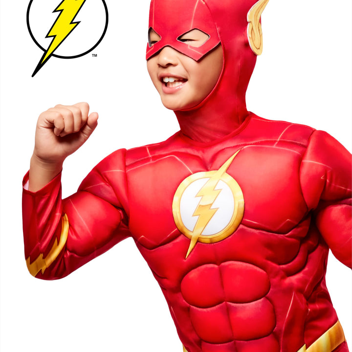 Rubies Boy's The Flash Boy's the Flash Deluxe Costume Jumpsuit and Headpiece Medium As Shown