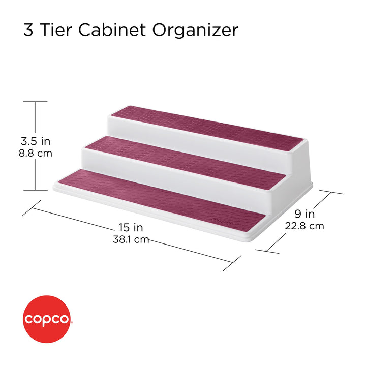 Copco Basics 3 Tier Spice Pantry Kitchen Cabinet Organizer, 15-Inch, White/Purple