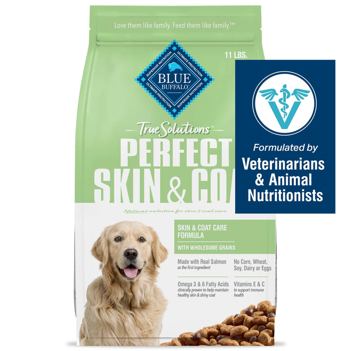 Blue Buffalo True Solutions Perfect Skin & Coat Natural Dry Food for Adult Dogs, Salmon, 11-lb. Bag 11 Pound (Pack of 1)