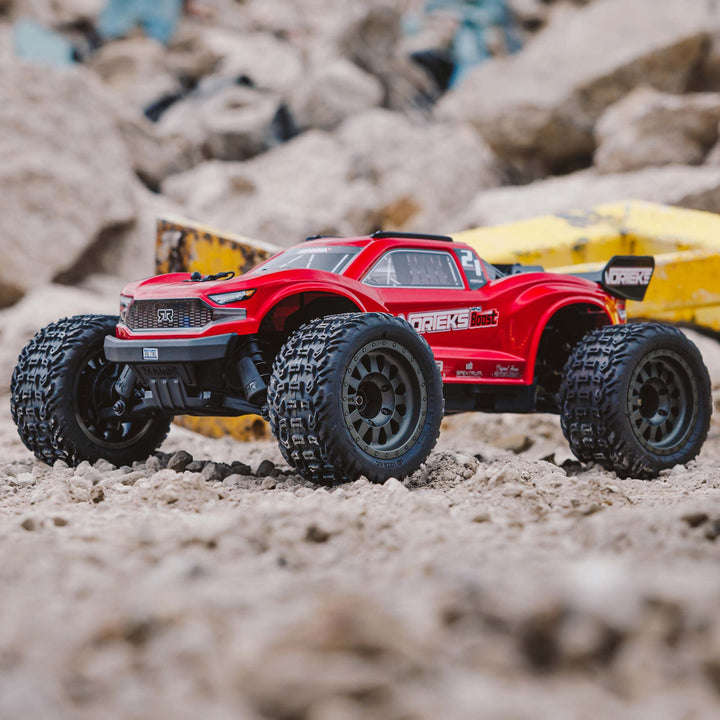 ARRMA RC Truck 1/10 VORTEKS 4X2 Boost MEGA 550 Brushed Stadium Truck RTR with Battery & Charger, Red, ARA4105SV4T1