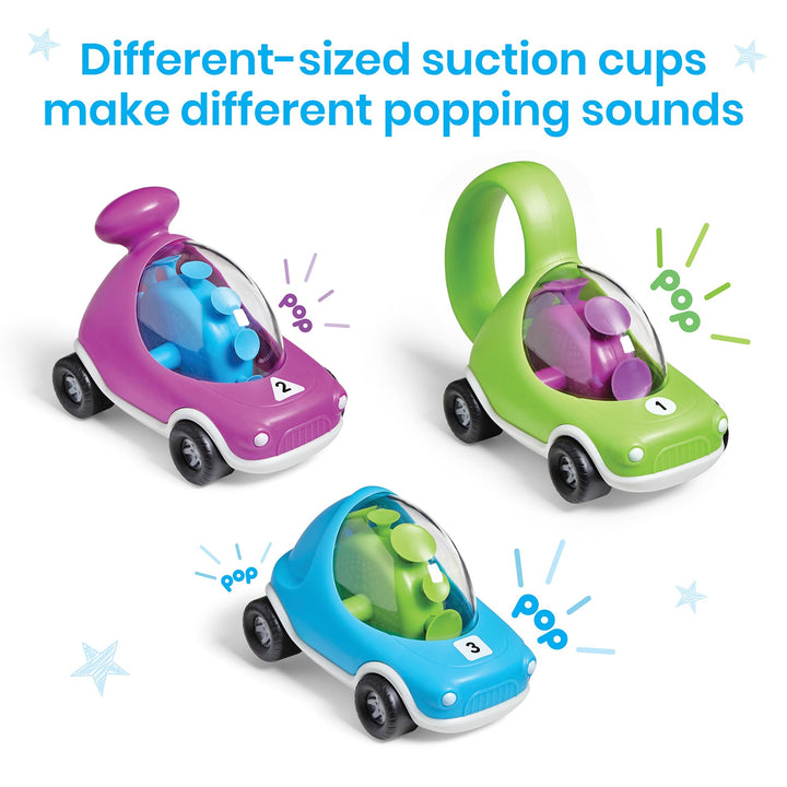 hand2mind Popping Fidget Cars, Suction Cup Toys, Fine Motor Skills Toys, Toddler Toy Cars, Occupational Therapy Toys, Play Therapy Toys, Preschool Sensory Toys, Anxiety Relief for Kids (Set of 3)