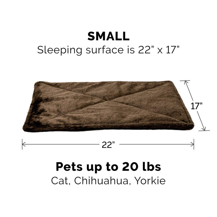 Furhaven ThermaNAP Self-Warming Cat Bed for Indoor Cats & Small Dogs, Washable & Reflects Body Heat - Quilted Faux Fur Reflective Bed Mat - Espresso, Small