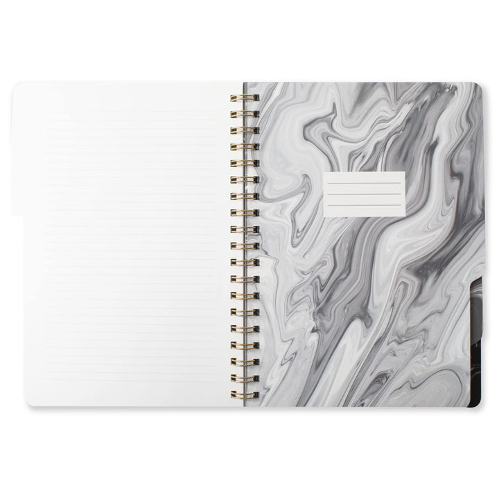 Fringe Studio Large Tab Notebook,Marble Gray, Flexible Paperback Cover, College Ruled, 5 Subject/Die-Cut Dividers, Notebook, 7.25" X 10", 180 Lined Pages (343005), Multicolor Marble Gray