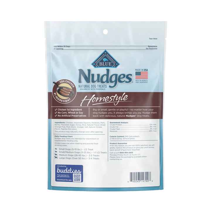 Blue Buffalo Nudges Homestyle Natural Dog Treats, Chicken and Pork, 12oz Bag