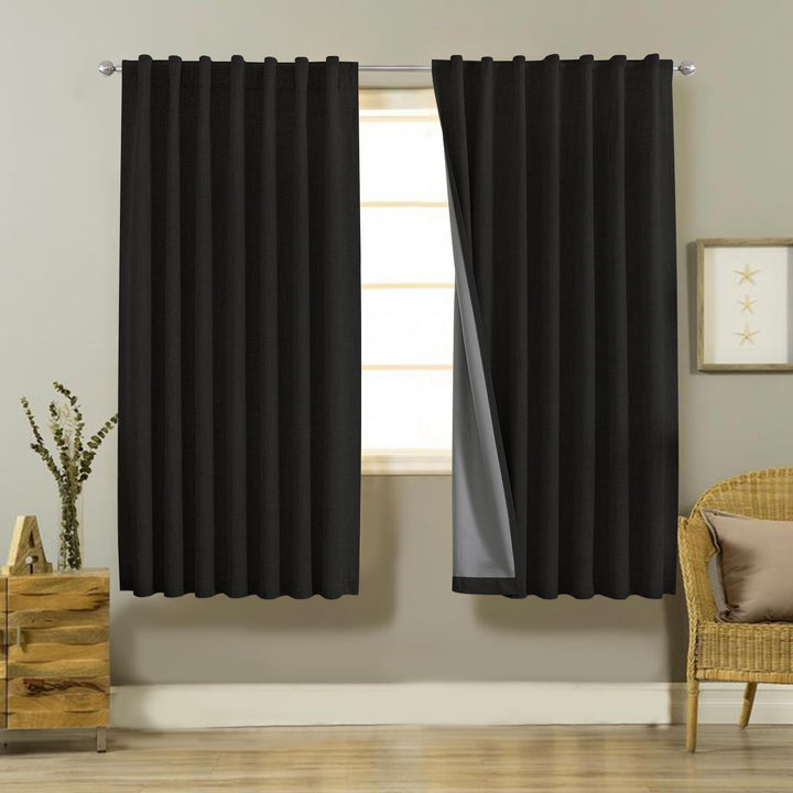 Joydeco 100% Black Out Curtains 63 inch Long 2 Panels Burg Natural Blackout Linen Drapes for Bedroom Living Room Darkening Curtain Thermal Insulated Back tab Rod Pocket(37x63 inch,Sage Green) Sage Green 37"W x 63"L (Pack of 2)