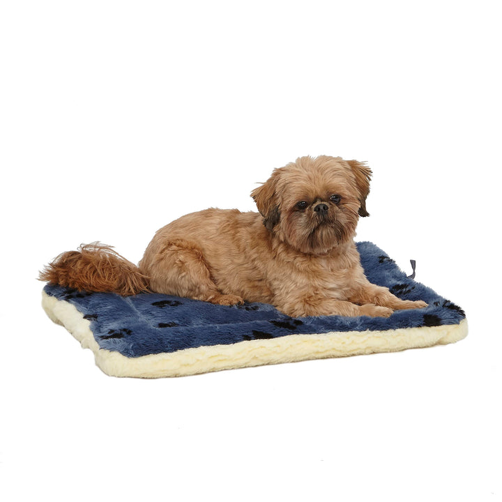 MidWest Homes for Pets Reversible Paw Print Pet Bed in Blue / Cream, Dog Bed Measures 23.5L x 17W x 2.8H for Small Dogs, Machine Wash 23.5"L x 17.0"W x 2.8"Th