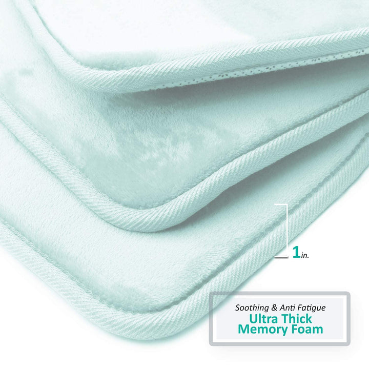 Clara Clark 2 Piece Bathroom Rugs Bath Mat Set, Velvet Memory Foam Bath Mats for Bathroom - Non-Slip, PVC Backing Bath Rugs, Washable Bathroom Rug Mats - Dries Quickly, Bathroom Rug Set - Aqua Solid 2 Piece Set Light Blue