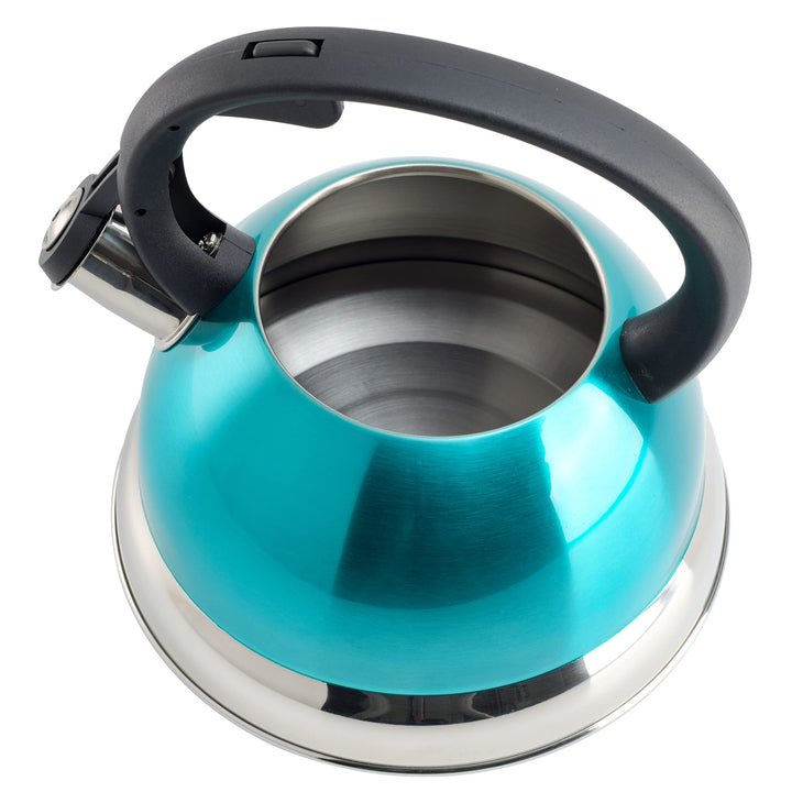 Mr. Coffee Flintshire Stainless Steel Whistling Tea Kettle W/Nylon Handle, 1.75-Quart, Metallic Teal Green