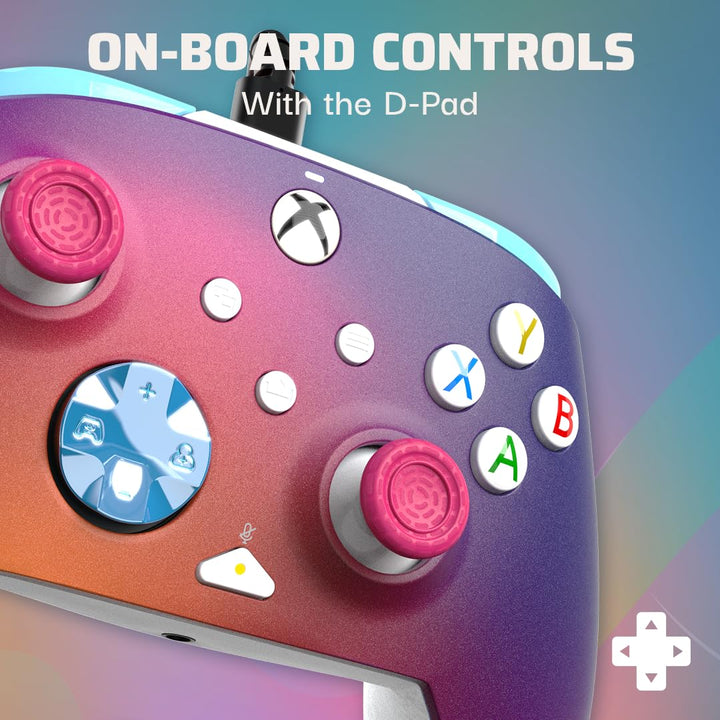 PDP Gaming REMATCH Enhanced Wired Controller Licensed for Xbox Series X|S/Xbox One/PC/Windows, Mappable Back Buttons, Advanced Customizable App - Pink/Purple Australian Opal ( Exclusive)