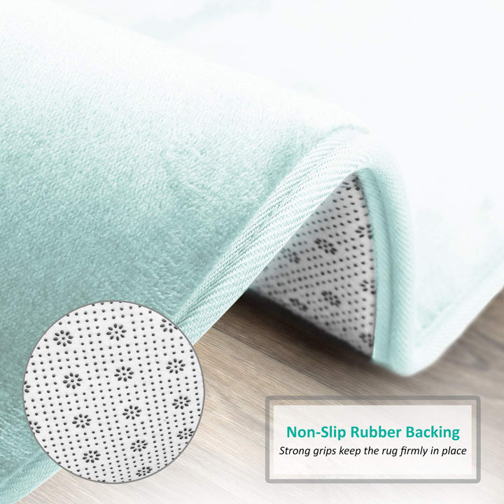 Clara Clark Bathroom Rugs, Velvet Memory Foam Bath Mat, Non-Slip, Machine Washable Bath Rugs - Dries Quickly, Ultra Soft Plush Bath Mats for Bathroom, 17 x 24, Light Blue