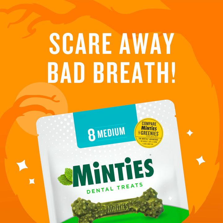 Minties Dental Chews for Dogs, 120 Count, Vet-Recommended Mint-Flavored Dental Treats for Tiny/Small Dogs 5-24 lbs, Dental Bones Clean Teeth, Fight Bad Breath, and Removes Plaque and Tartar Small Mint 48 Ounces