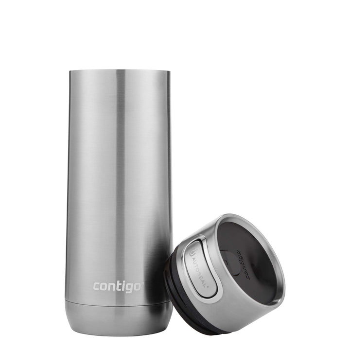 Contigo Luxe Vacuum-Insulated Stainless Steel Thermal Travel Mug, Leak-Proof 16oz Reusable Coffee Cup or Water Bottle, Fits Under Most Brewers and Dishwasher Safe, Stainless Steel Modern